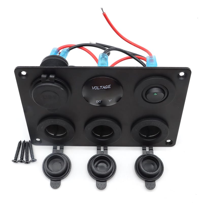 Painel de 5 tomadas e USB 12/24V - Verde image 3