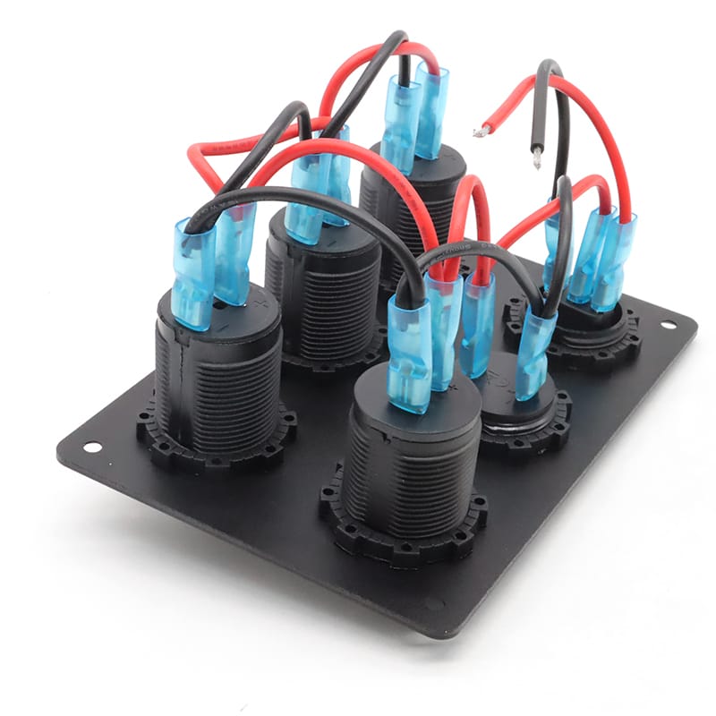 Painel de 5 tomadas e USB 12/24V - Azul image 5