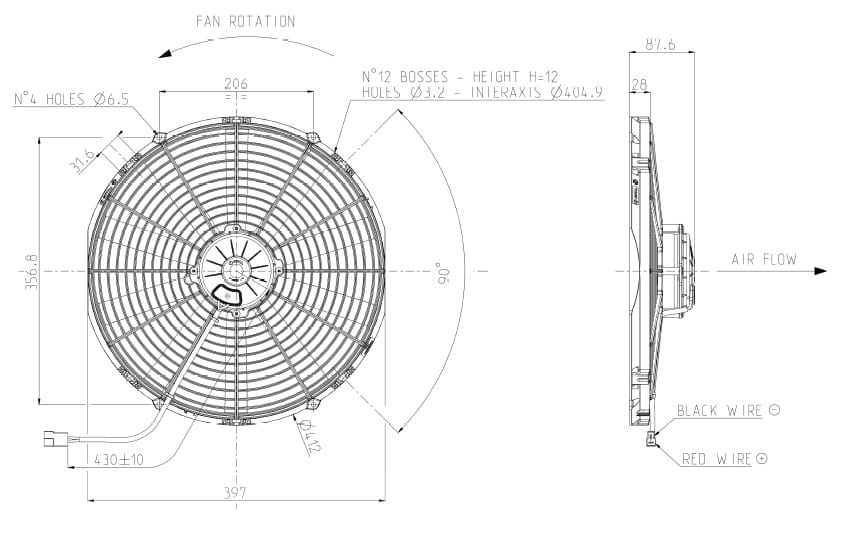 Ventoinha SPAL Sucção - 385mm - 3187m3/h image 1