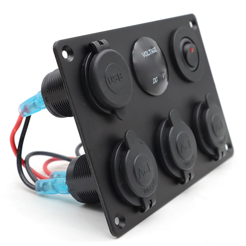 Painel de 5 tomadas e USB 12/24V - Vermelho image 3