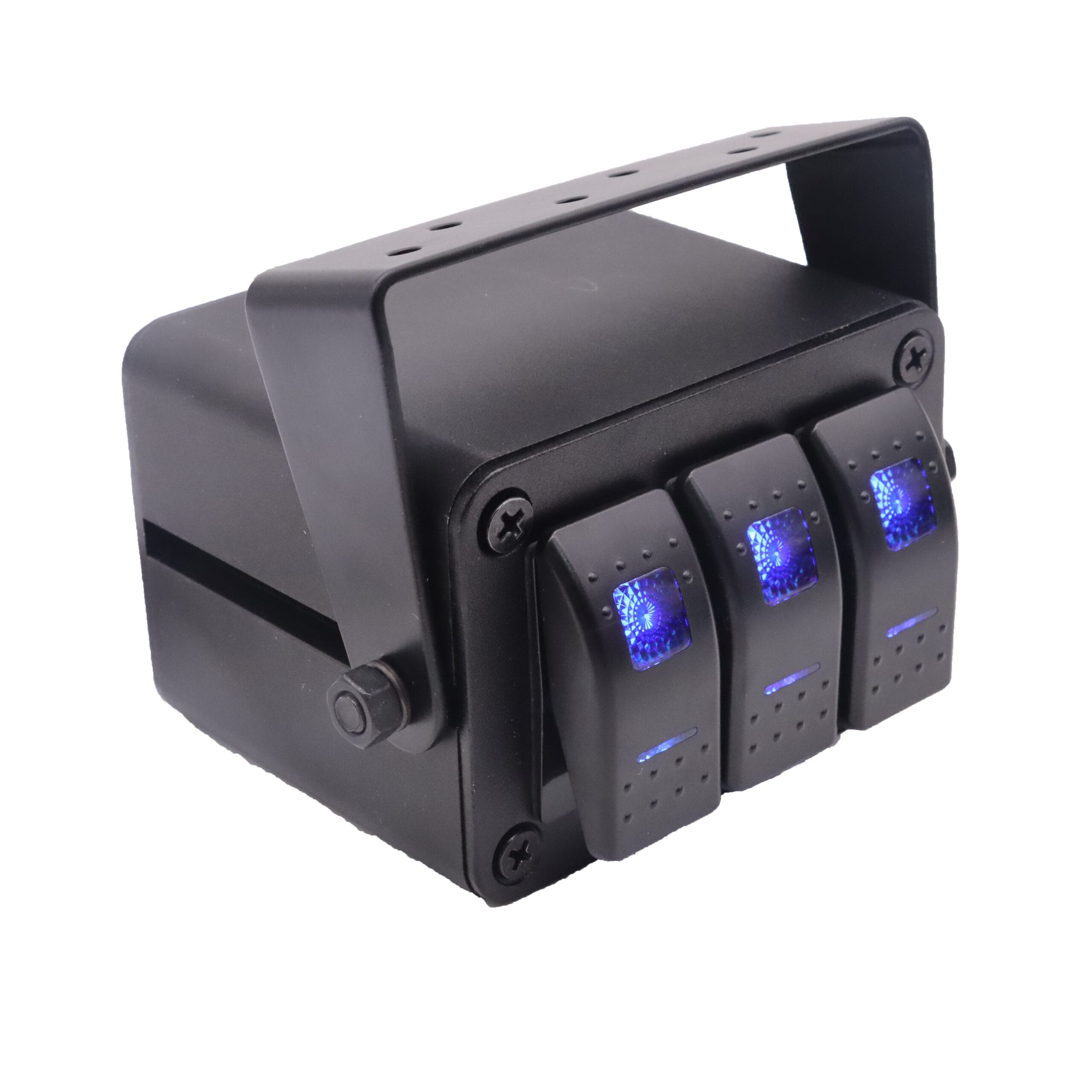 Caixa de 3 interruptores 12/24V - Azul image 2