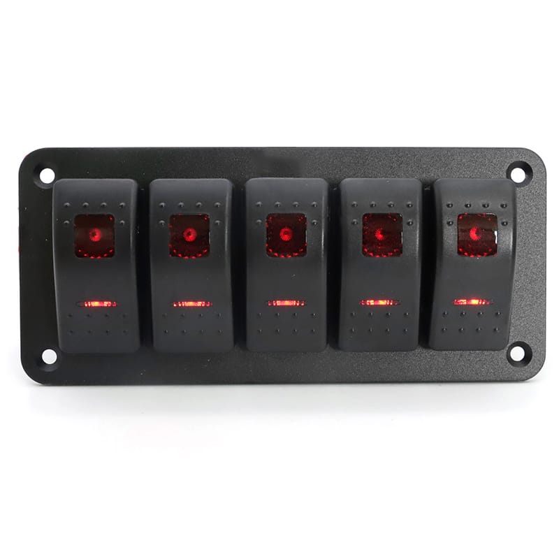 Painel de 5 interruptores 12/24V - Vermelho image 5