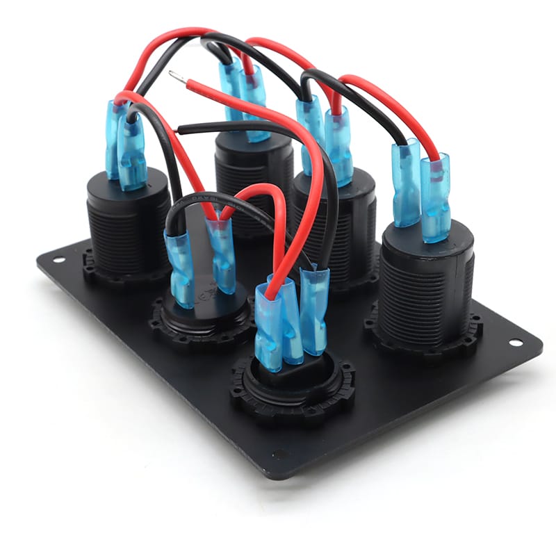 Painel de 5 tomadas e USB 12/24V - Vermelho image 4