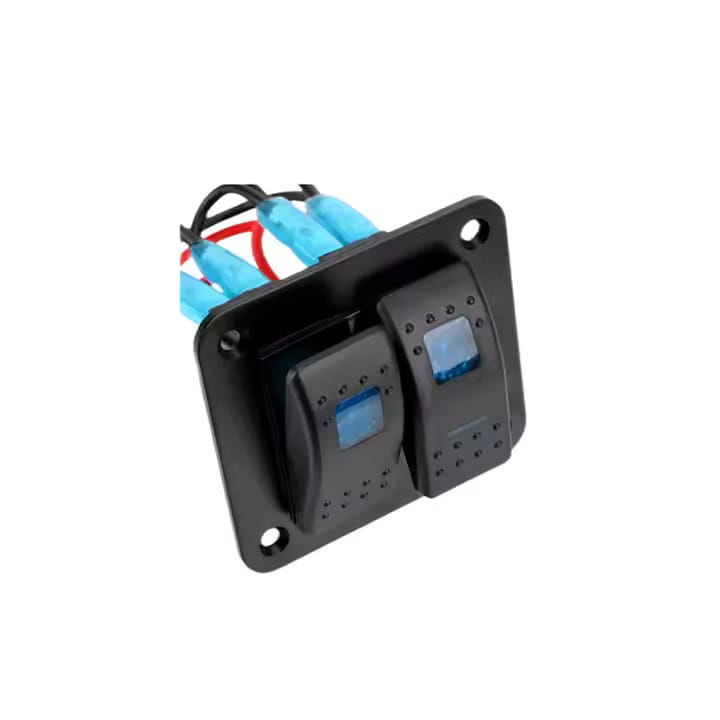 Painel 2 interruptores em metal 12V - Azul image 2