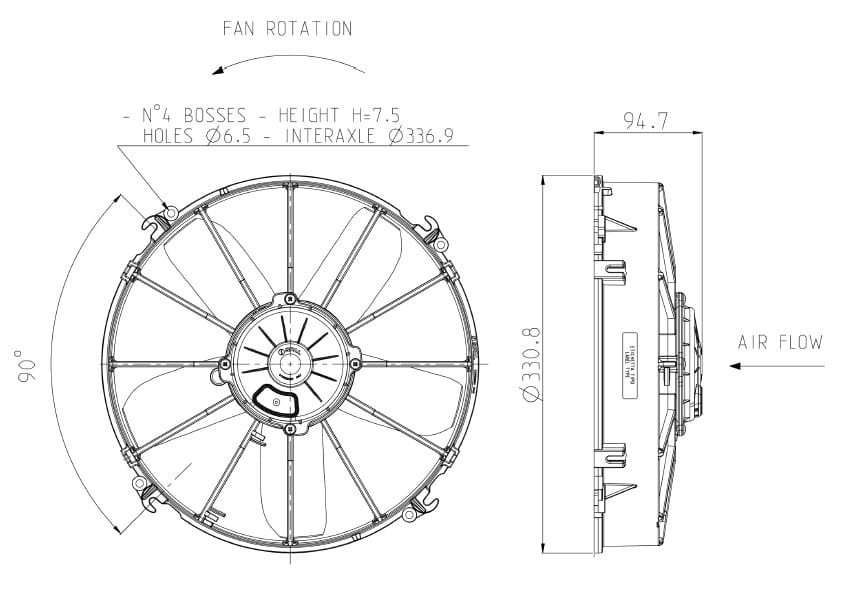 Ventoinha SPAL Soprador - 305mm - 2544 m3/h image 1