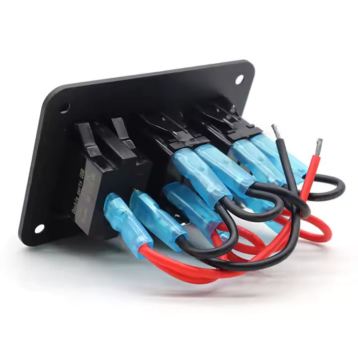 Painel 2 interruptores  + 2 USB + Voltimetro em metal 12V - Verde image 4