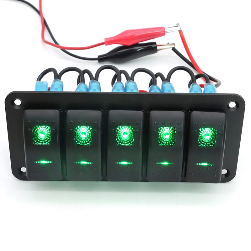 Painel de 5 interruptores 12/24V - Verde image 3