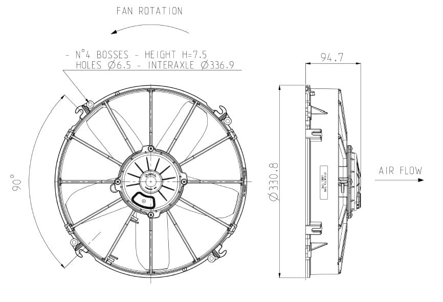 Ventoinha SPAL Sucção - 305mm - 2769 m3/h image 1