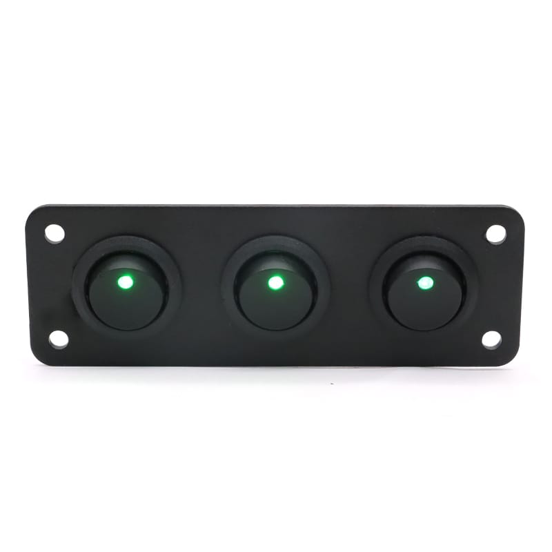 Painel 3 interruptores 12V - Verde image 1