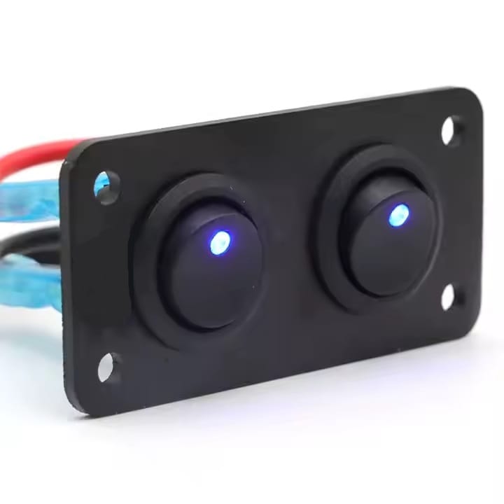 Painel 2 interruptores 12V-24V - Azul image 1