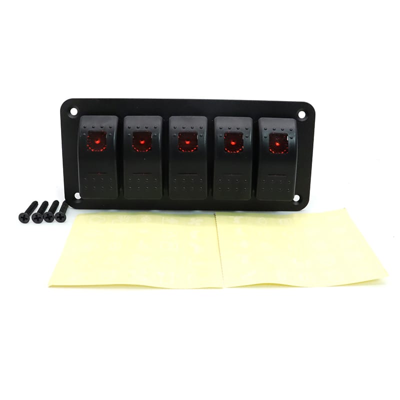 Painel de 5 interruptores 12/24V - Vermelho image 4