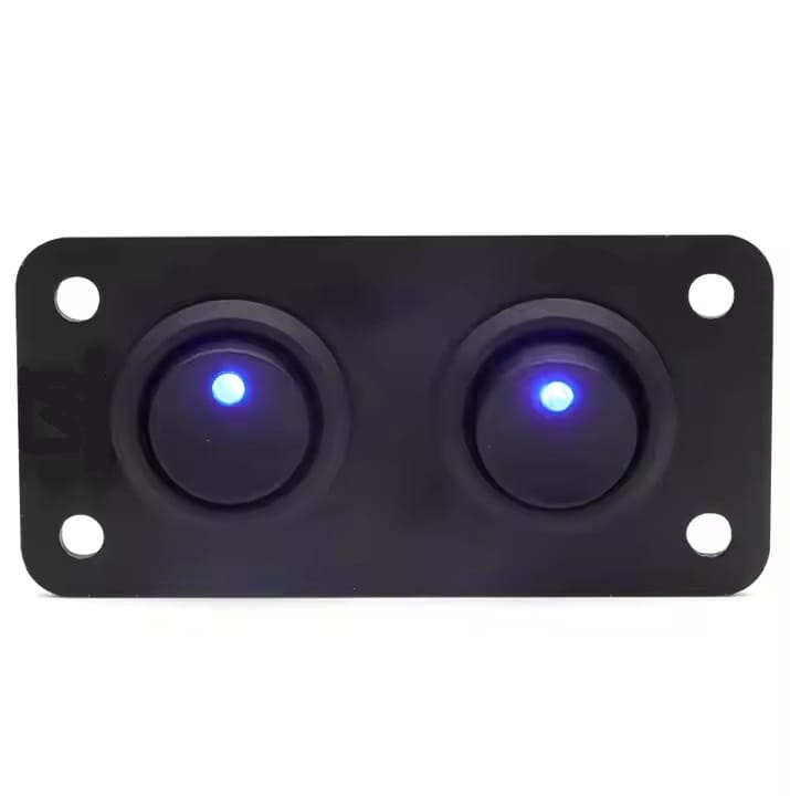 Painel 2 interruptores 12V-24V - Azul image 0