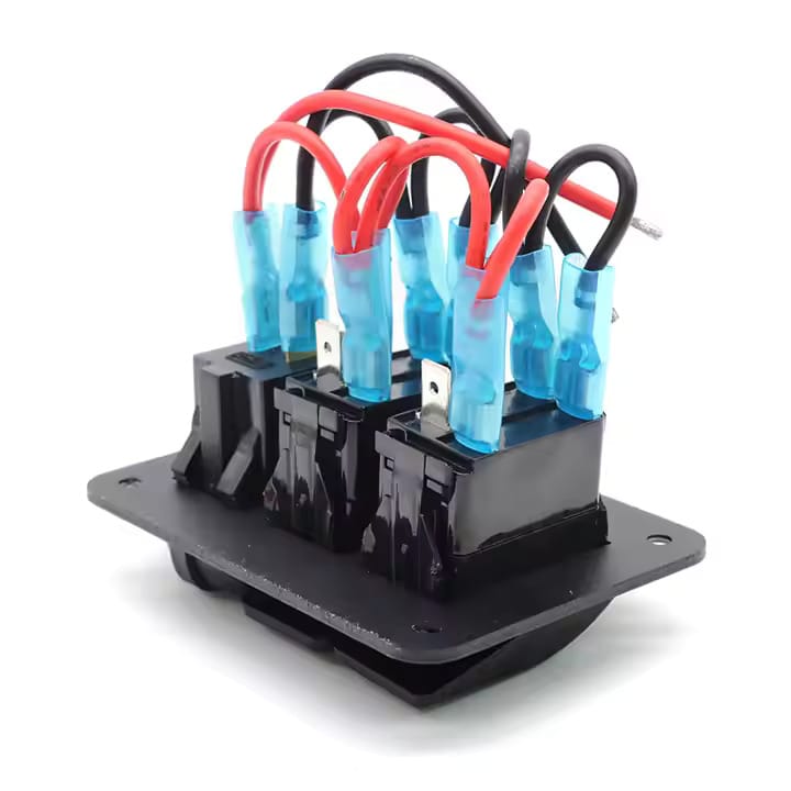 Painel 2 interruptores  + 2 USB + Voltimetro em metal 12V - Verde image 3