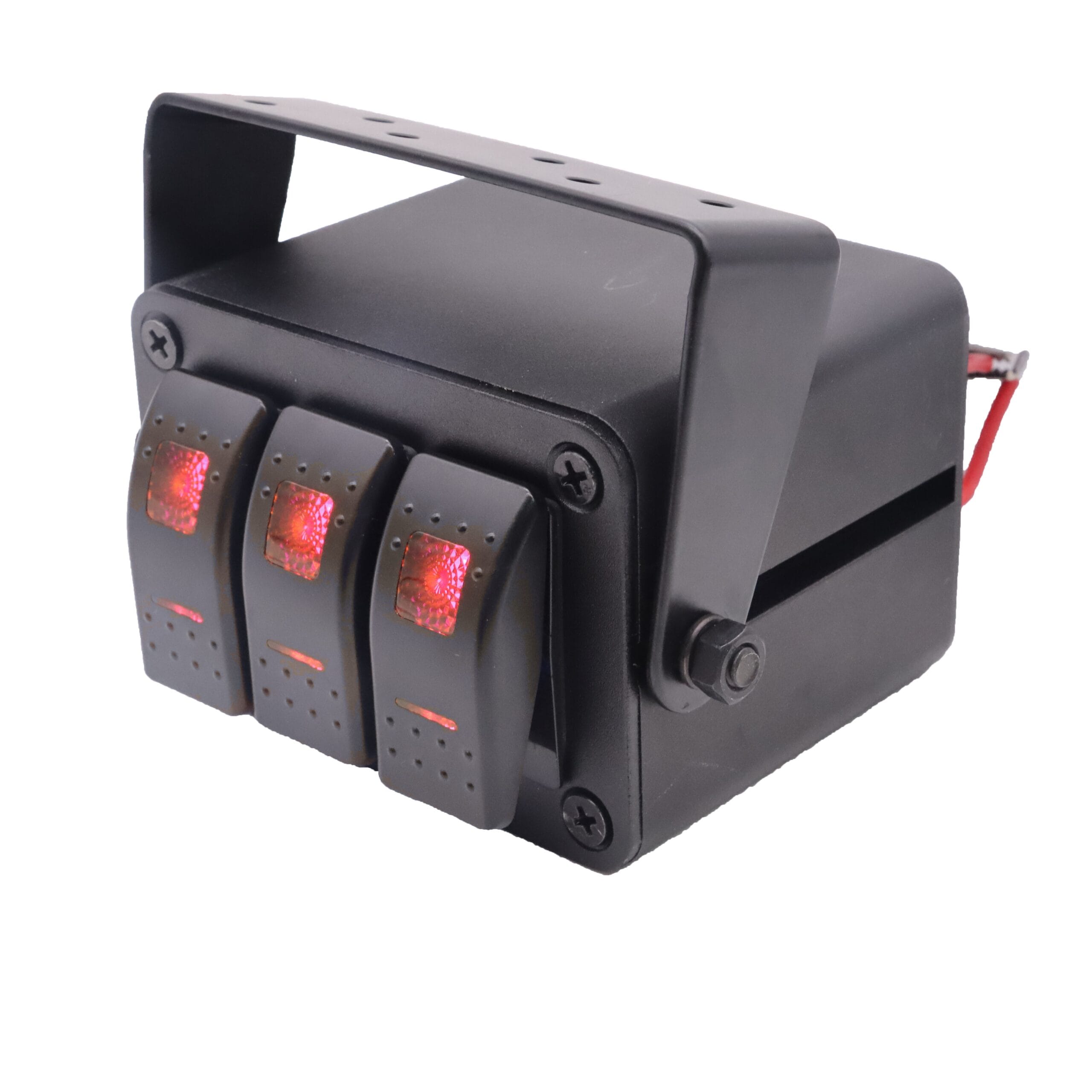Caixa de 3 interruptores 12/24V - Vermelho image 1