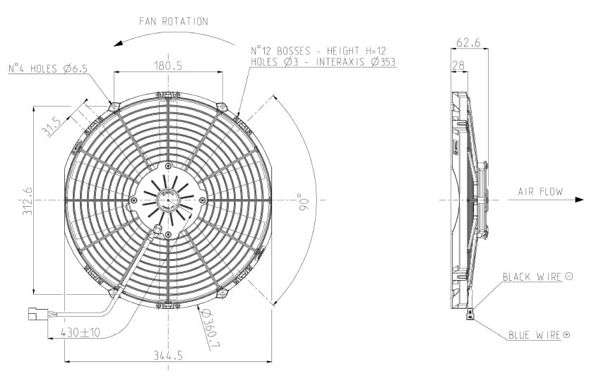 Ventoinha SPAL Sucção - 330mm - 1993 m3/h image 1
