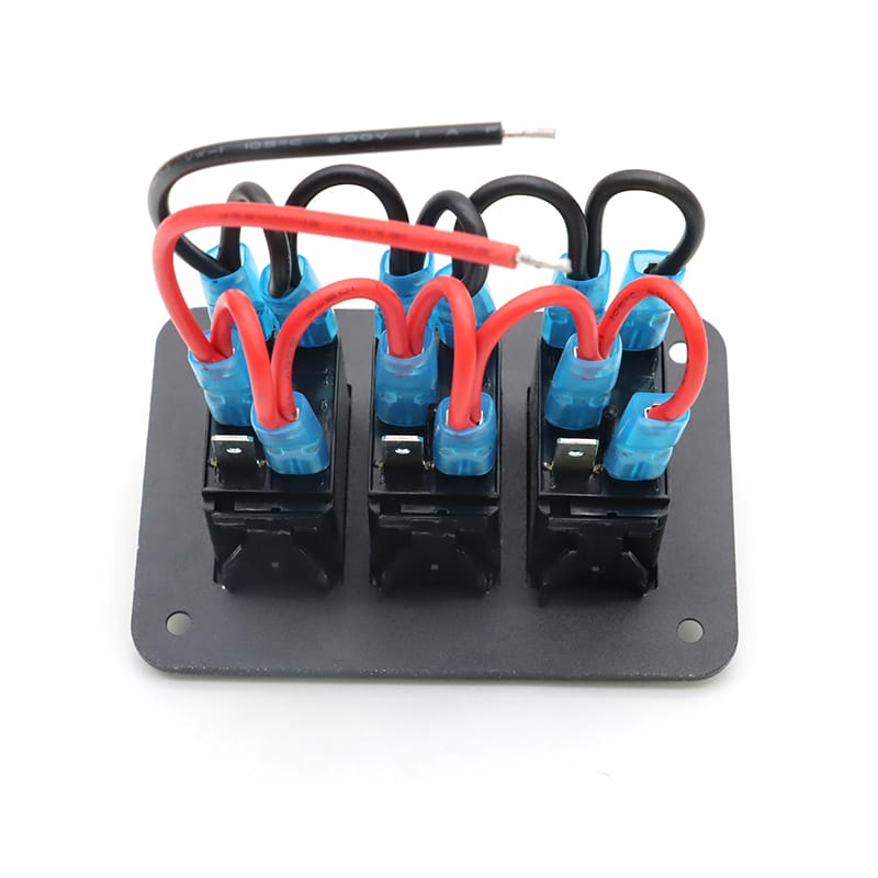 Painel 3 interruptores em metal 12V - Azul image 3