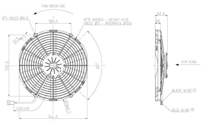 Ventoinha SPAL Soprador - 330mm - 1933 m3/h image 1