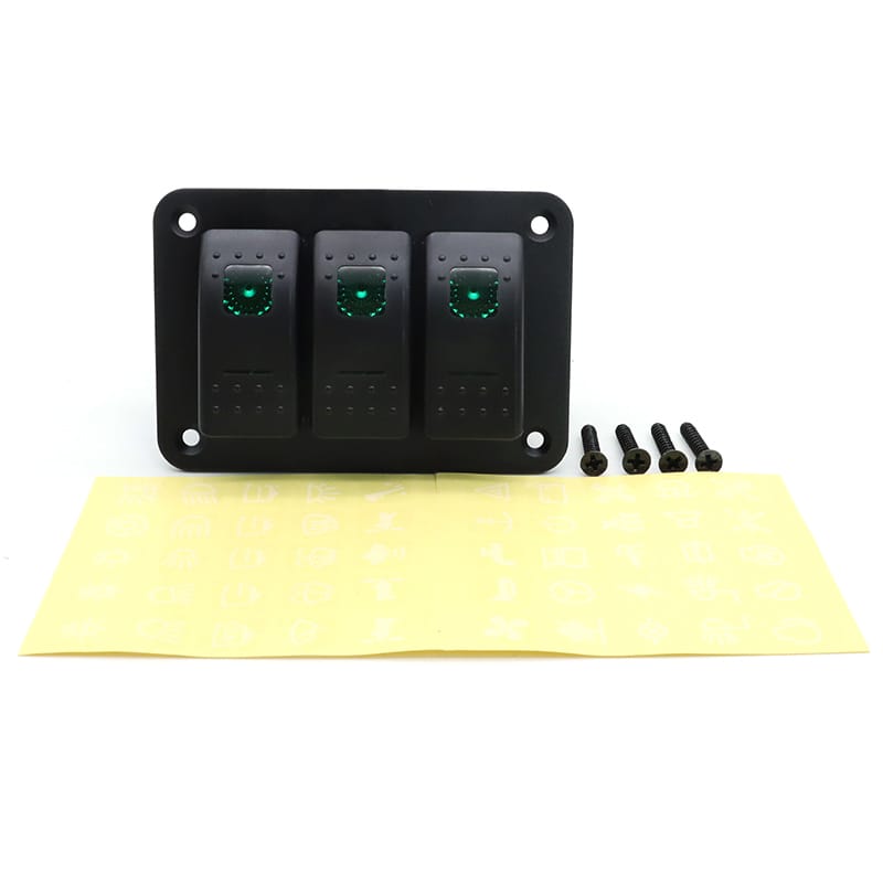 Painel 3 interruptores em metal 12V - Verde image 2
