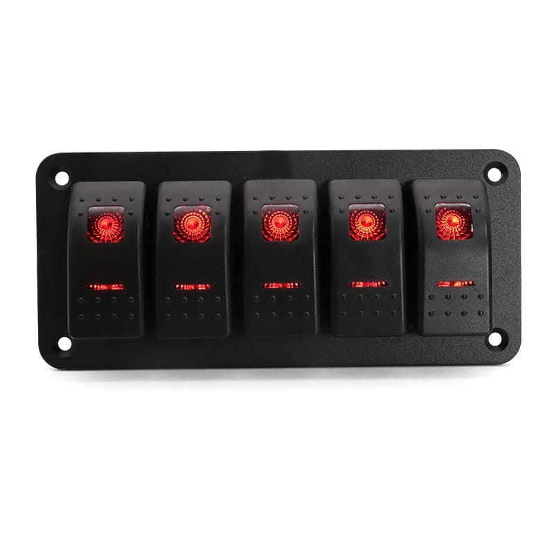 Painel de 5 interruptores 12/24V - Vermelho image 1