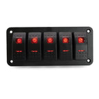 Painel de 5 interruptores 12/24V - Vermelho image 1