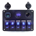 Painel de interruptores com tomada tipo C e carregador USB 12/24V - Azul image 0