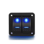 Painel 2 interruptores em metal 12V - Azul image 1