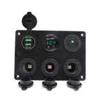 Painel de 5 tomadas e USB 12/24V - Verde image 1