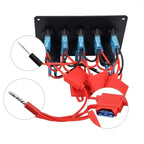 Painel de 5 interruptores + 2USB + Voltimetro 12/24V - Azul image 1