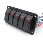 Painel de 5 interruptores 12/24V - Vermelho image 3