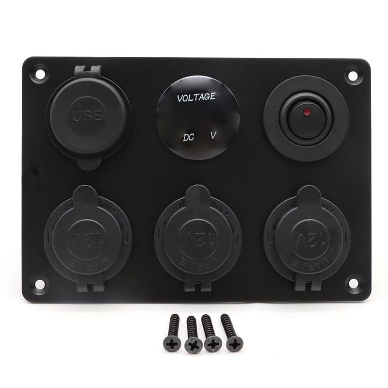 Painel de 5 tomadas e USB 12/24V - Vermelho image 2