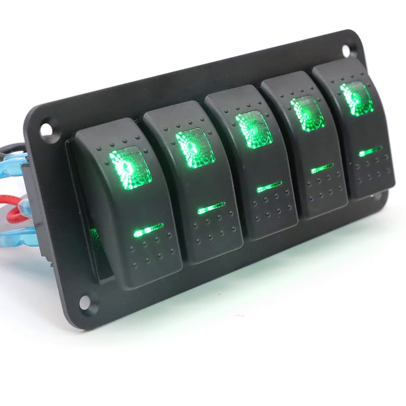Painel de 5 interruptores 12/24V - Verde image 5