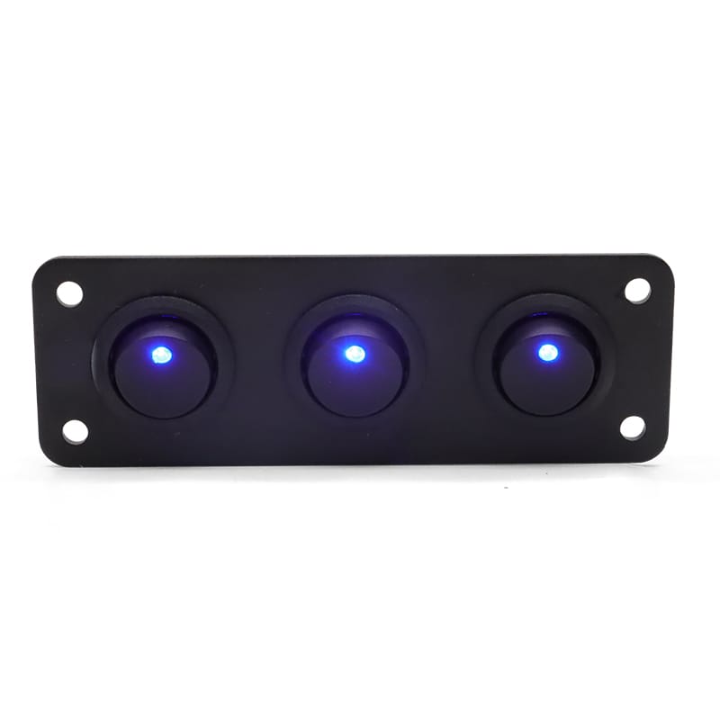 Painel 3 interruptores 12V - Azul image 0