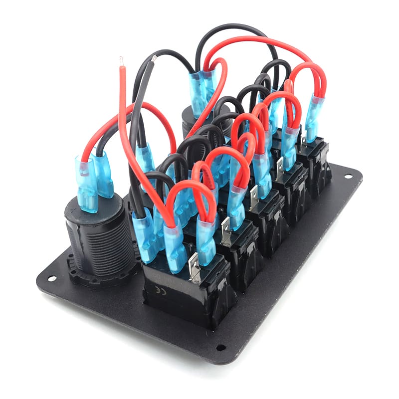 Painel de interruptores com tomada tipo C e carregador USB 12/24V - Vermelho image 2