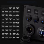 Painel de 5 interruptores + 2USB + Voltimetro 12/24V - Verde image 4