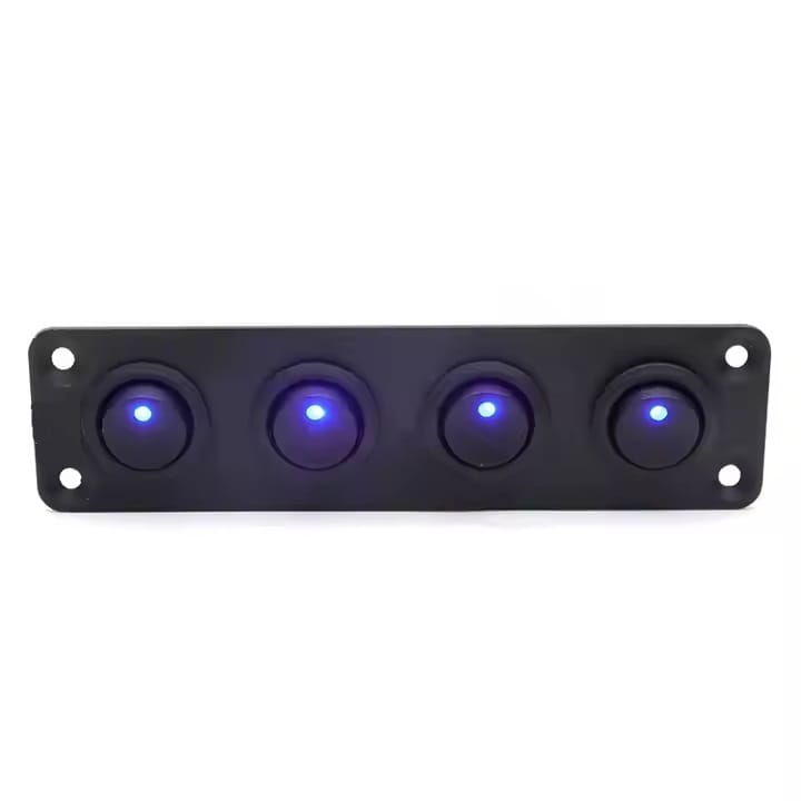 Painel 4 interruptores 12V-24V - Azul image 0