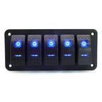 Painel de 5 interruptores 12/24V - Azul image 1