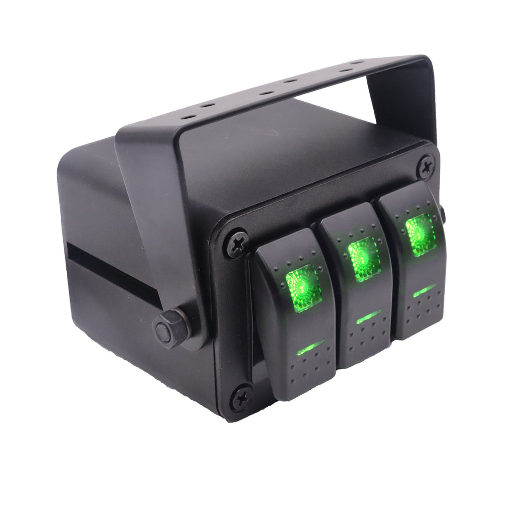 Caixa de 3 interruptores 12/24V - Verde image 0